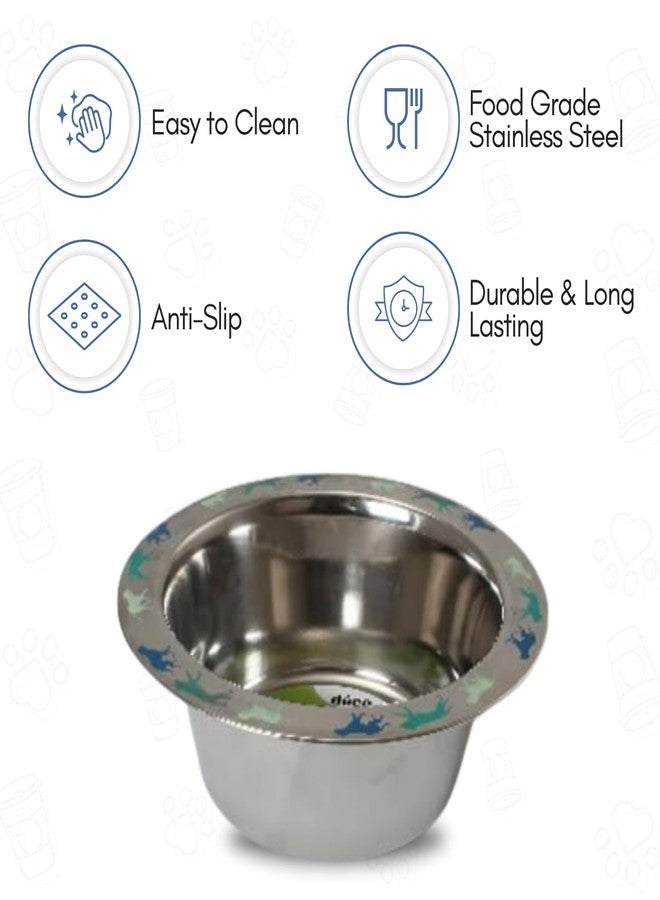 PLUMM Get Plumm Stainless Steel Pet Bowl for Dogs Feeding Bowl Bowlers Dog Food | Pet Bowl for Cat Big Size | Basic Pet Bowls for Dogs Large | 3D Printed Anti-Skid Rubber Base Water Food | Easy to Clean - Image 4
